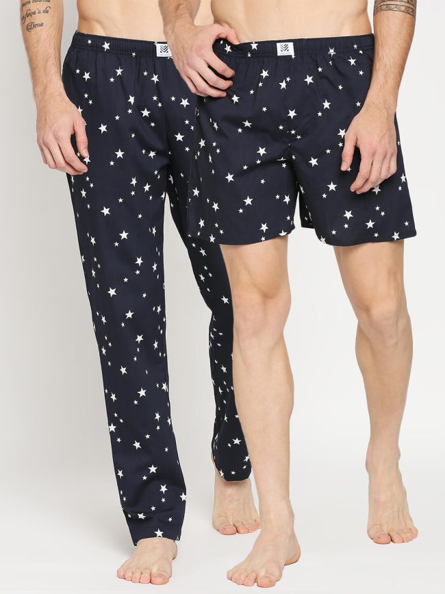 Manaca Men's Cotton Printed Pyjama Boxer Shorts - Combo Pack of 2