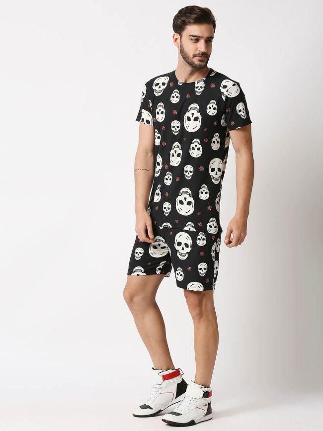 The Manaca Men Stripe Tee with Shorts - Black & White