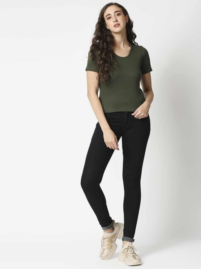 The Manaca Rib Scoop Top - Olive