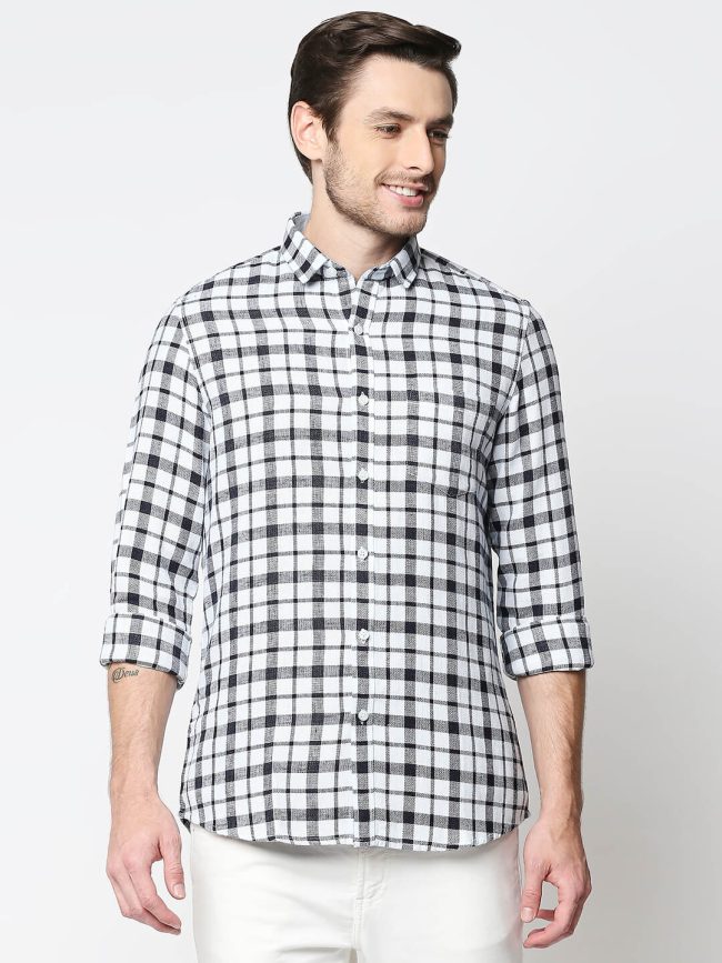 The Manaca Checkered Casual Full Sleeves Shirt-Black Grey Checks