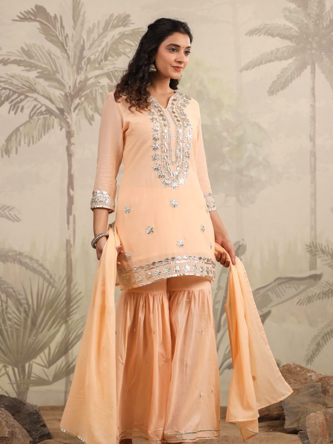Embroidered Kurti & Sharara with Dupatta