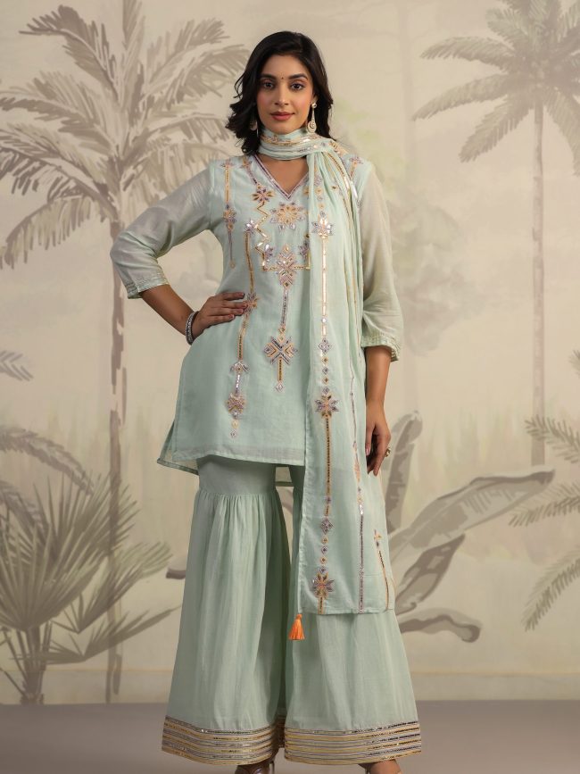 Embroidered Kurti & Sharara with Dupatta