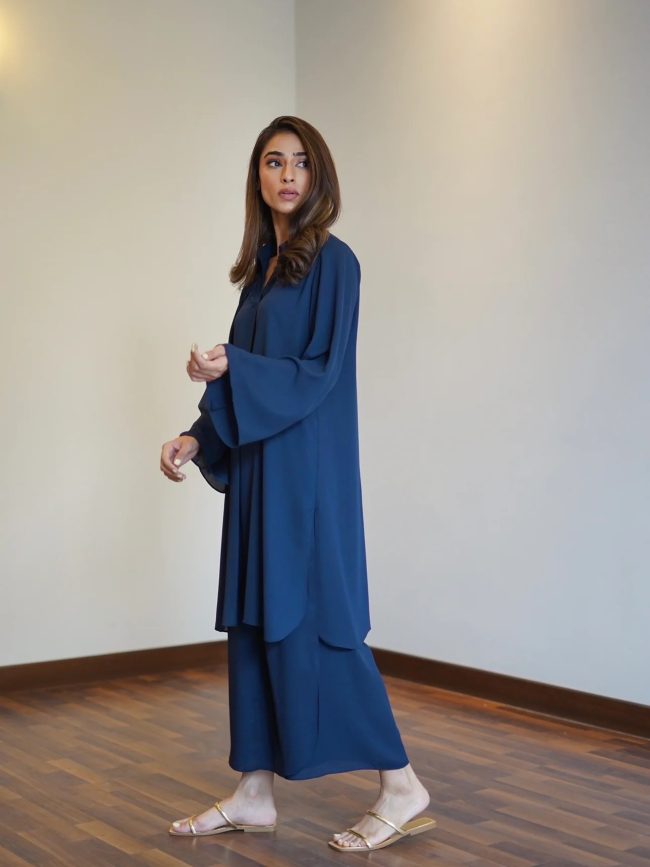 Oana Overlapping Style Co-Ord Set - Blue