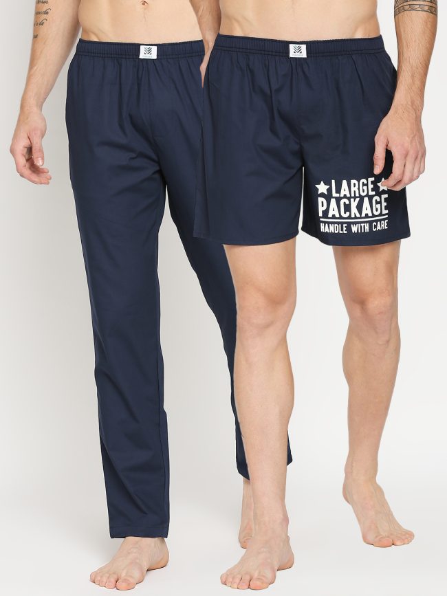 Manaca Men's Cotton Solid Pyjama Boxer Shorts - Combo Pack of 2