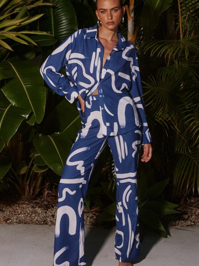 Oana Satin Co-Ord Set (Blue)